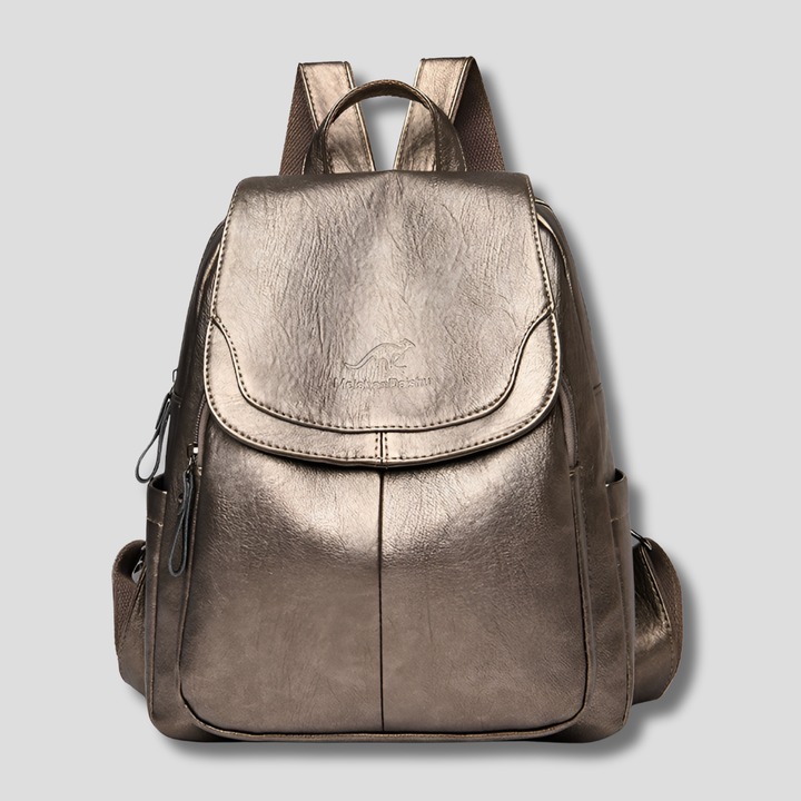 Women's Bag with Embossed Logo and Side Zipper Pockets
