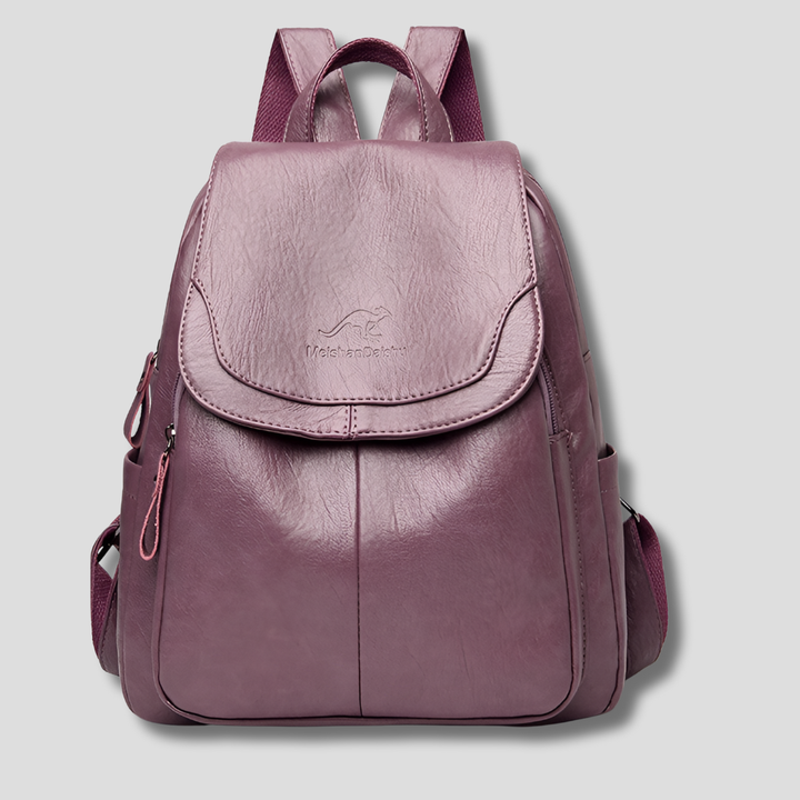 Women's Bag with Embossed Logo and Side Zipper Pockets