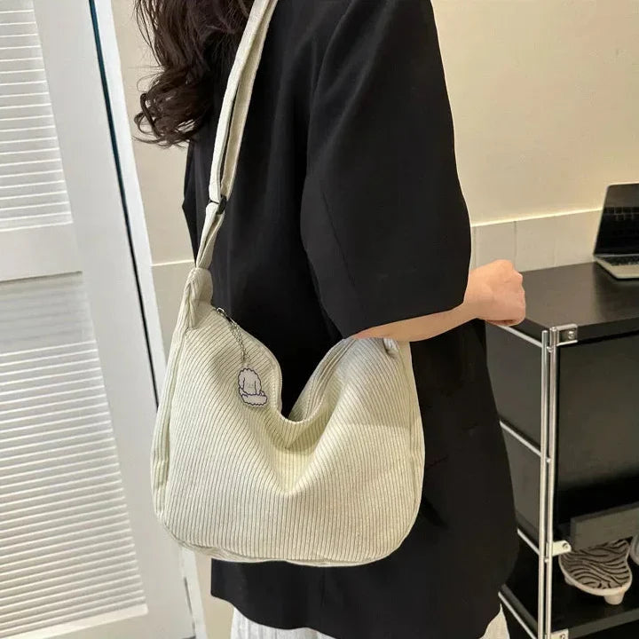 Women’s Bag with Ribbed Pattern and Adjustable Strap