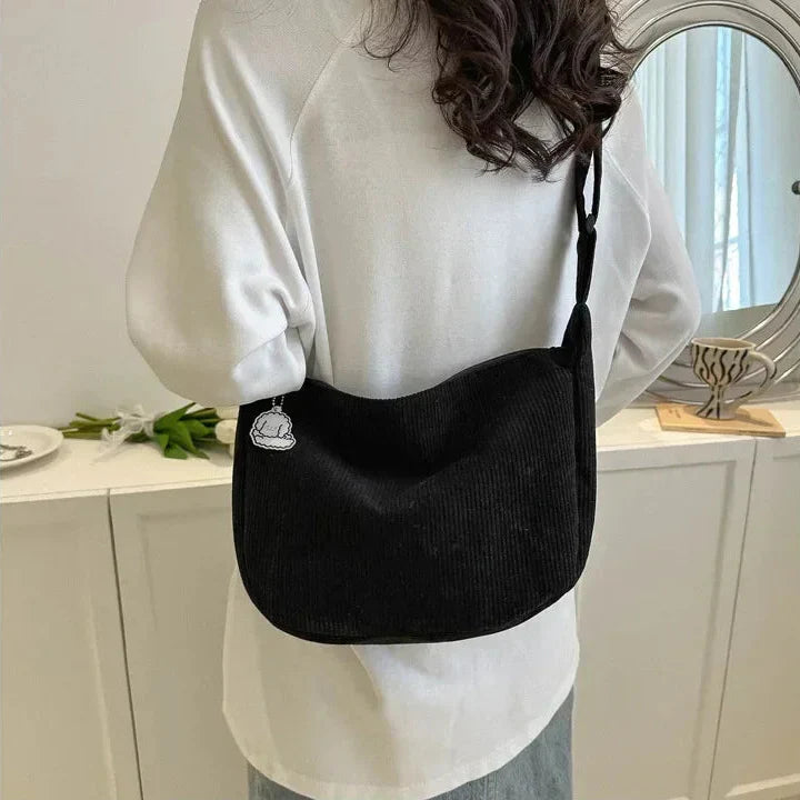 Women’s Bag with Ribbed Pattern and Adjustable Strap