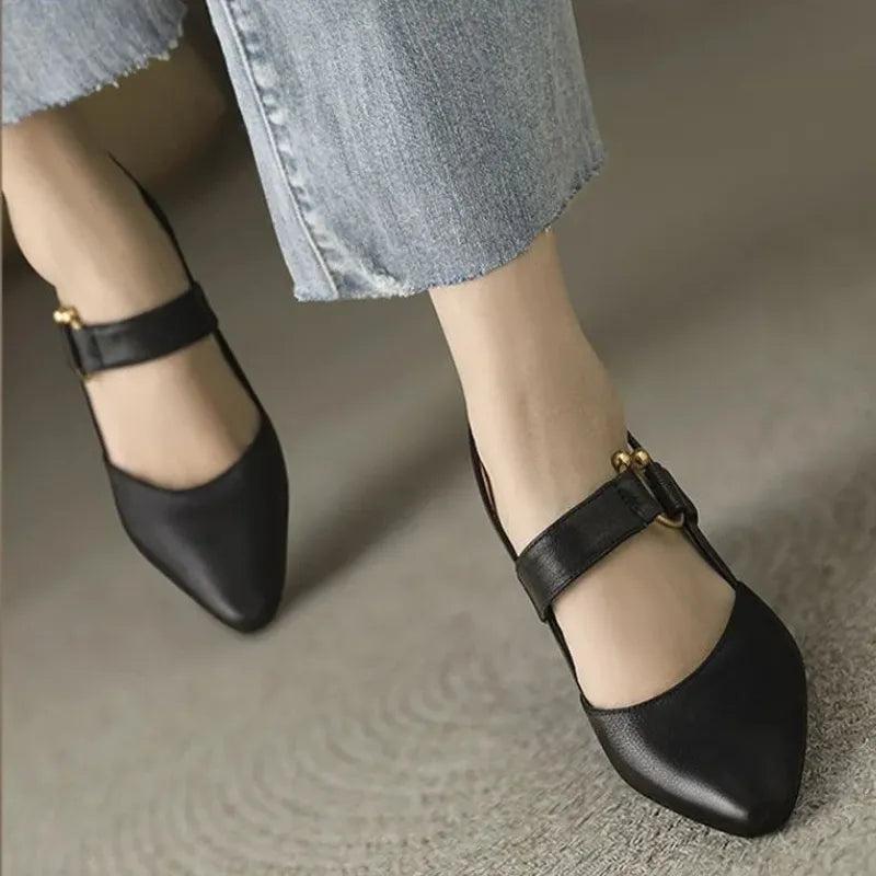 Women's Block Heels with Pointed Toe and Slingback Strap