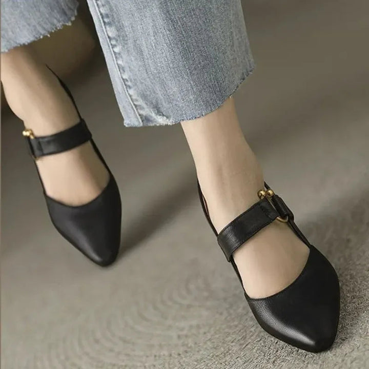 Women's Block Heels with Pointed Toe and Slingback Strap