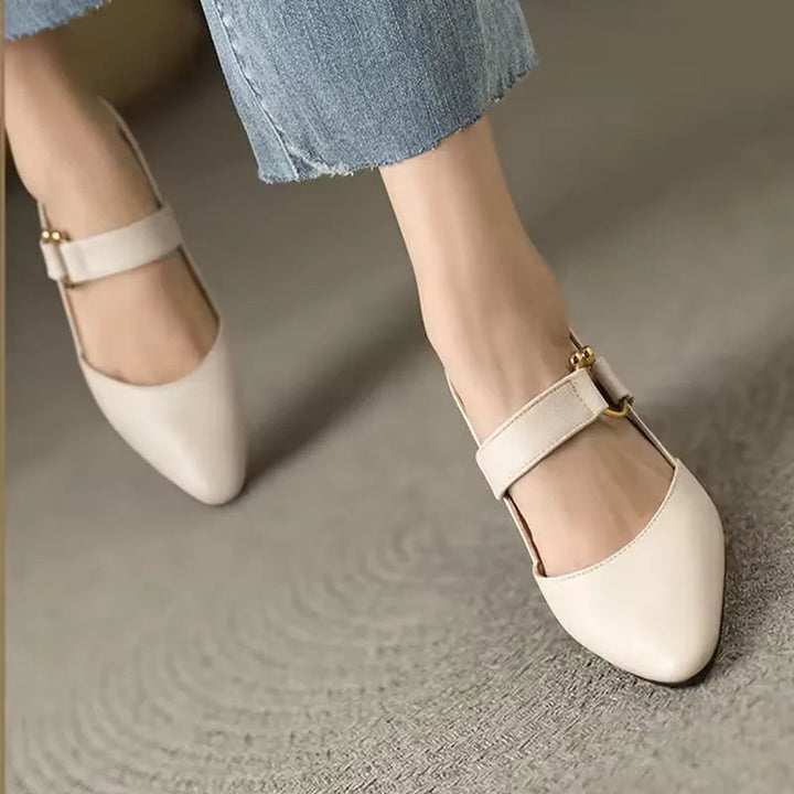 Women's Block Heels with Pointed Toe and Slingback Strap