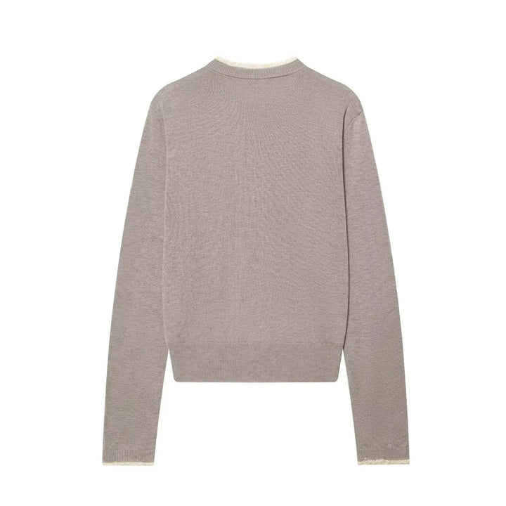 Women’s Crew Neck Knitwear Cardigan with Long Sleeves and Button Front