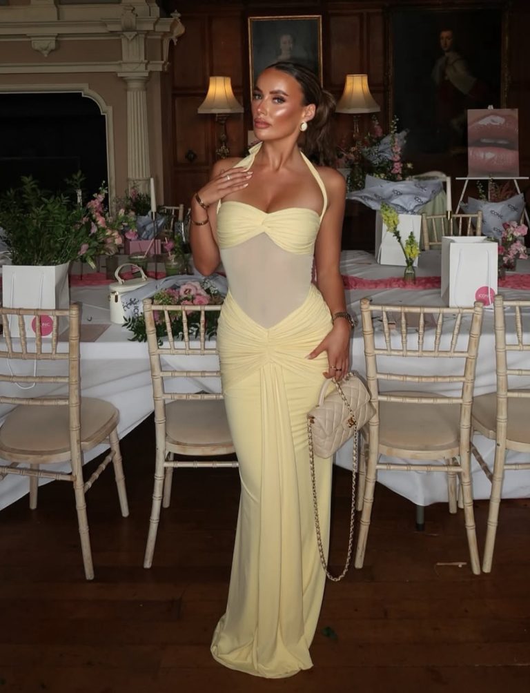 Women's Wedding Guest Dress with Pleated Design and Halter Neckline