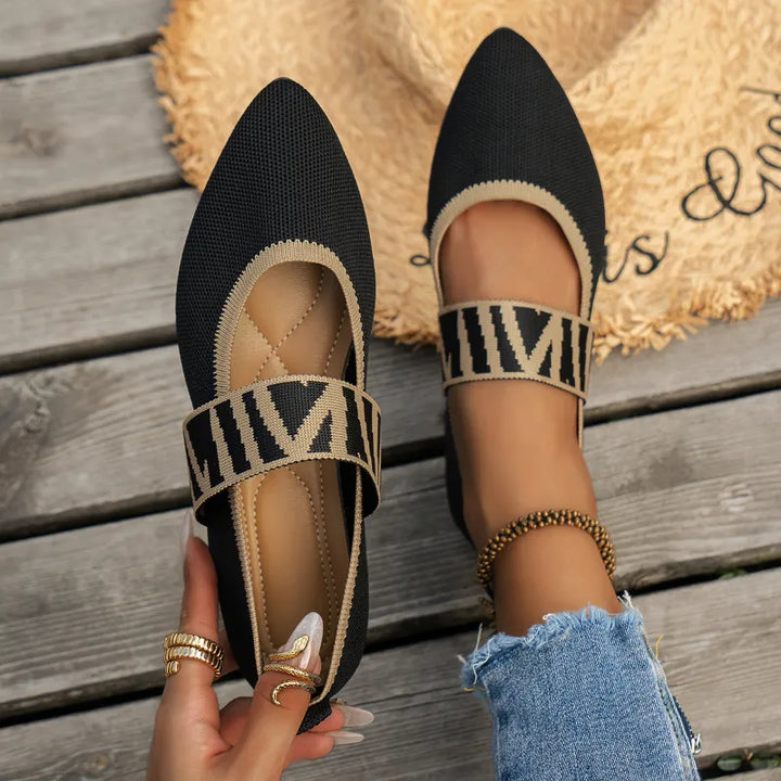 Women's Flat Mule Shoes with Pointed Toe and Wide Straps