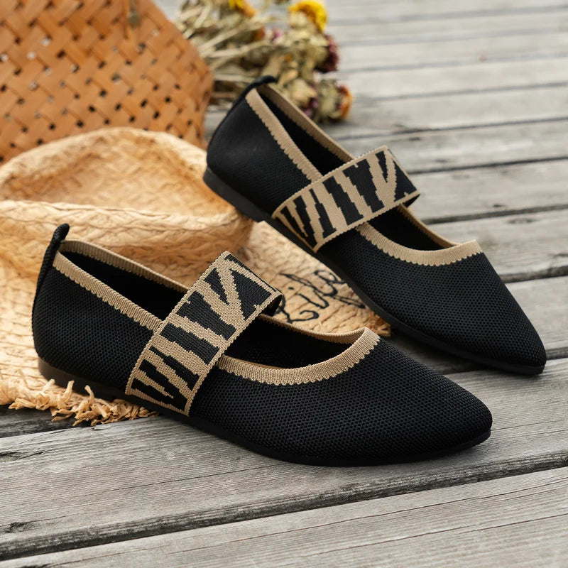 Women's Flat Mule Shoes with Pointed Toe and Wide Straps