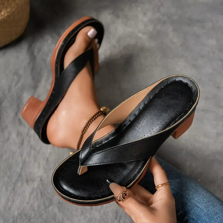 Women's Heels with Thong Strap and Cushioned Insole