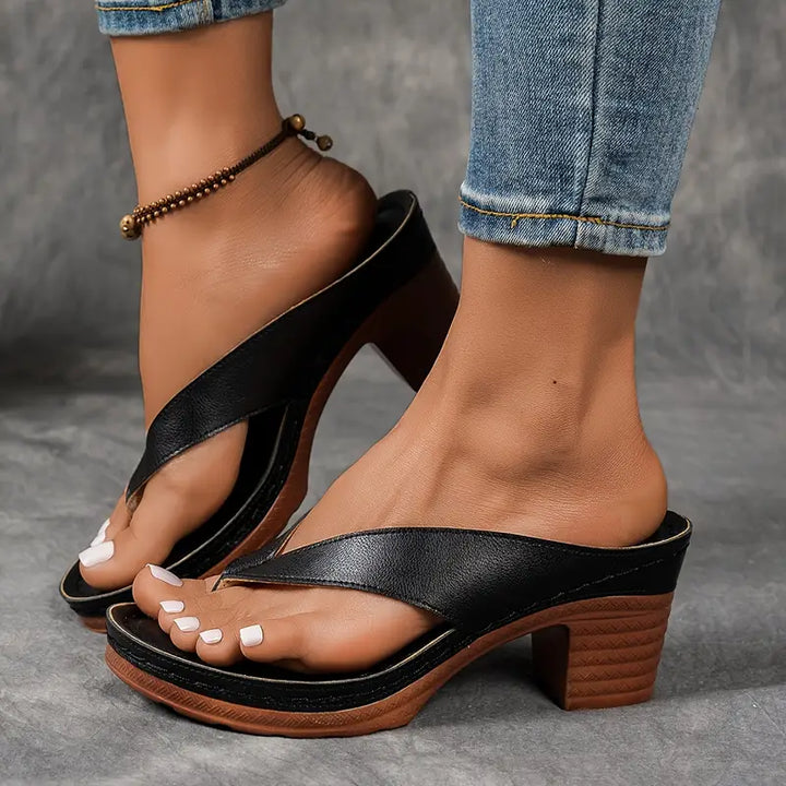 Women's Heels with Thong Strap and Cushioned Insole