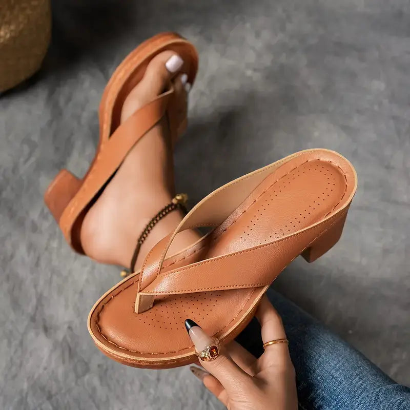 Women's Heels with Thong Strap and Cushioned Insole