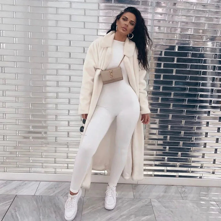 Women’s High Neck Jumpsuit with Long Sleeves and Slim Fit Legs