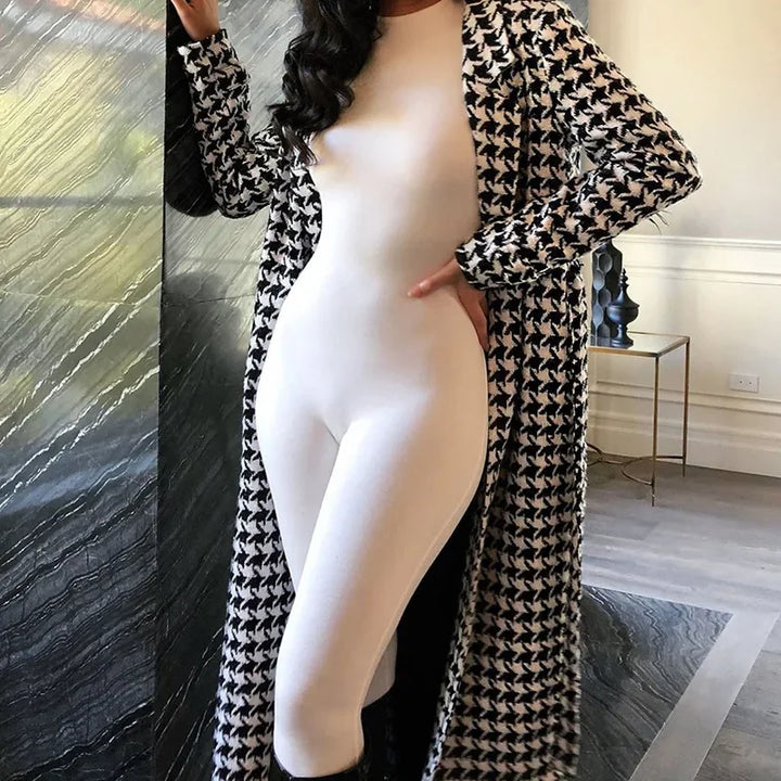 Women’s High Neck Jumpsuit with Long Sleeves and Slim Fit Legs