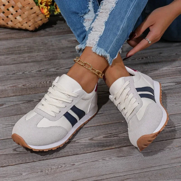 Women's Lace-Up Shoes with a Rounded Toe and Side Stripes