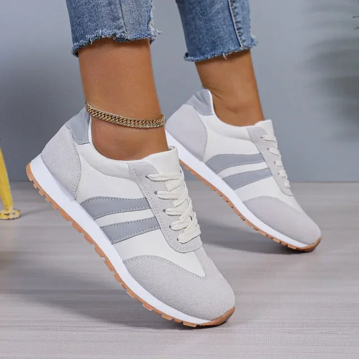 Women's Lace-Up Shoes with a Rounded Toe and Side Stripes