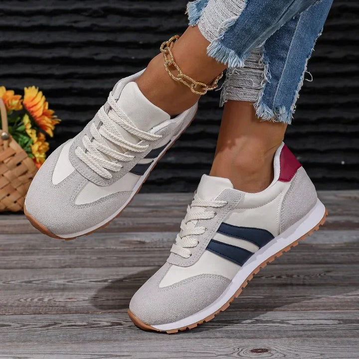 Women's Lace-Up Shoes with a Rounded Toe and Side Stripes