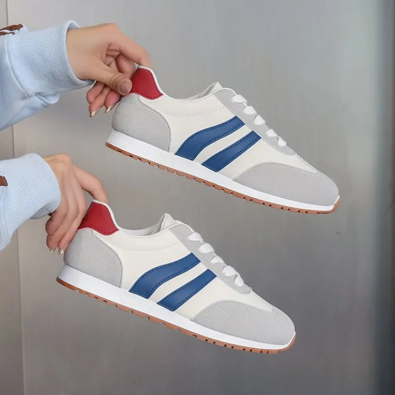 Women's Lace-Up Shoes with a Rounded Toe and Side Stripes
