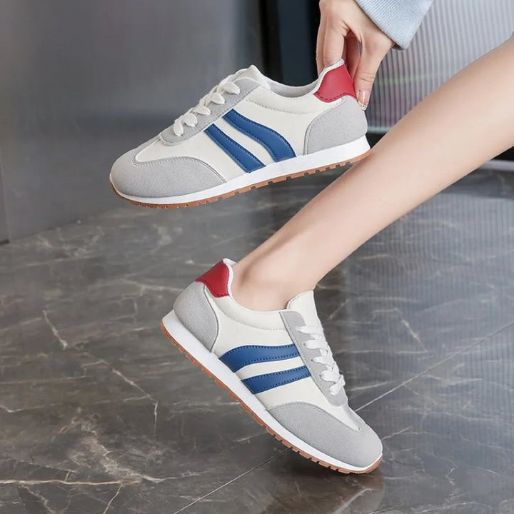 Women's Lace-Up Shoes with a Rounded Toe and Side Stripes