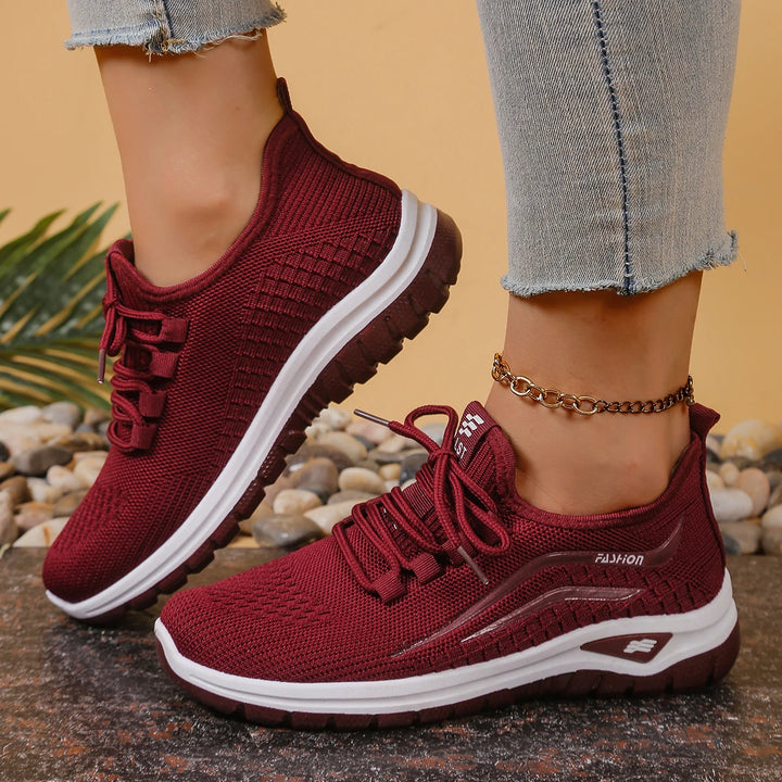 Women's Lace-Up Shoes with Openwork Upper and Treaded Sole