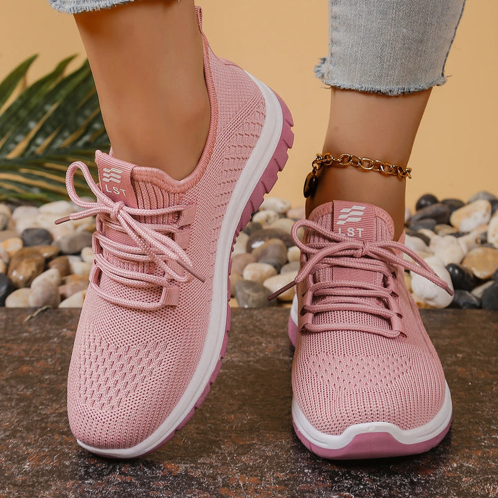 Women's Lace-Up Shoes with Openwork Upper and Treaded Sole