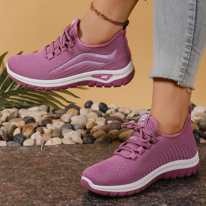 Women's Lace-Up Shoes with Openwork Upper and Treaded Sole
