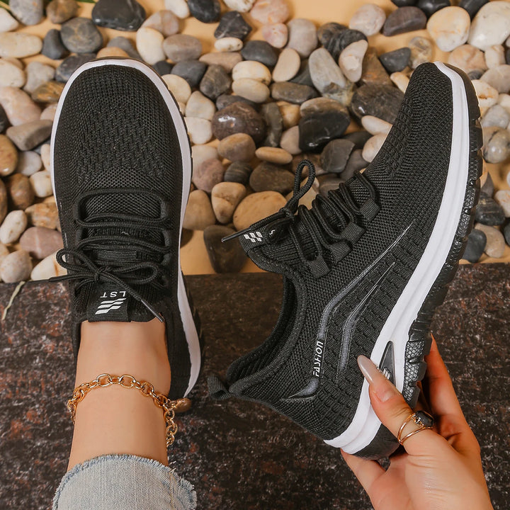 Women's Lace-Up Shoes with Openwork Upper and Treaded Sole