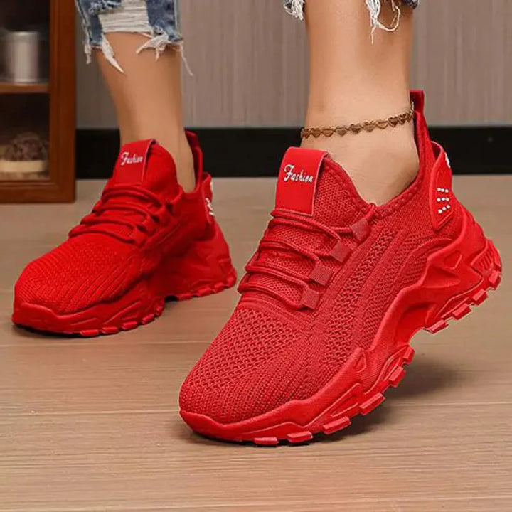 Women’s Lace-Up Shoes with Perforated Upper and Rounded Toe