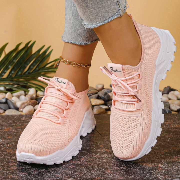 Women’s Lace-Up Shoes with Perforated Upper and Rounded Toe