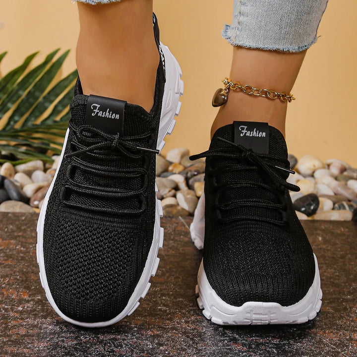 Women’s Lace-Up Shoes with Perforated Upper and Rounded Toe
