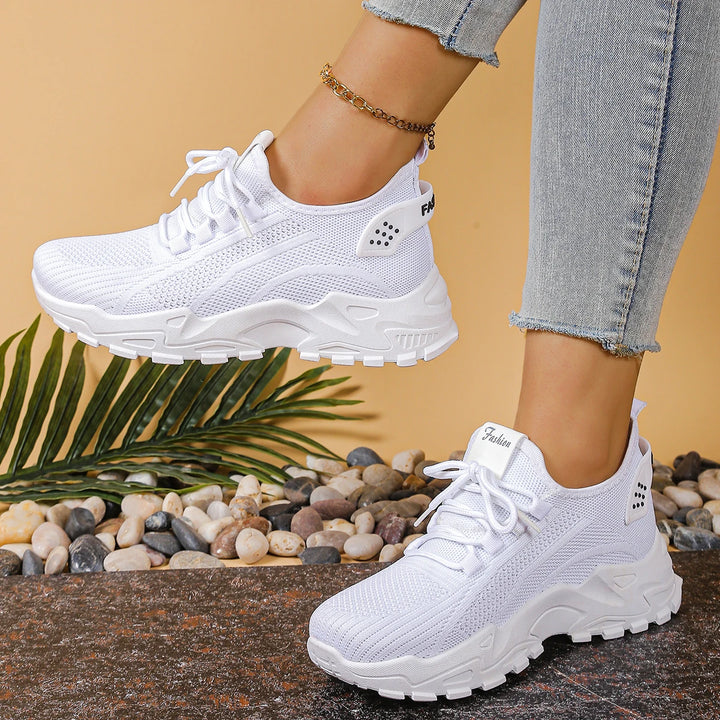 Women’s Lace-Up Shoes with Perforated Upper and Rounded Toe