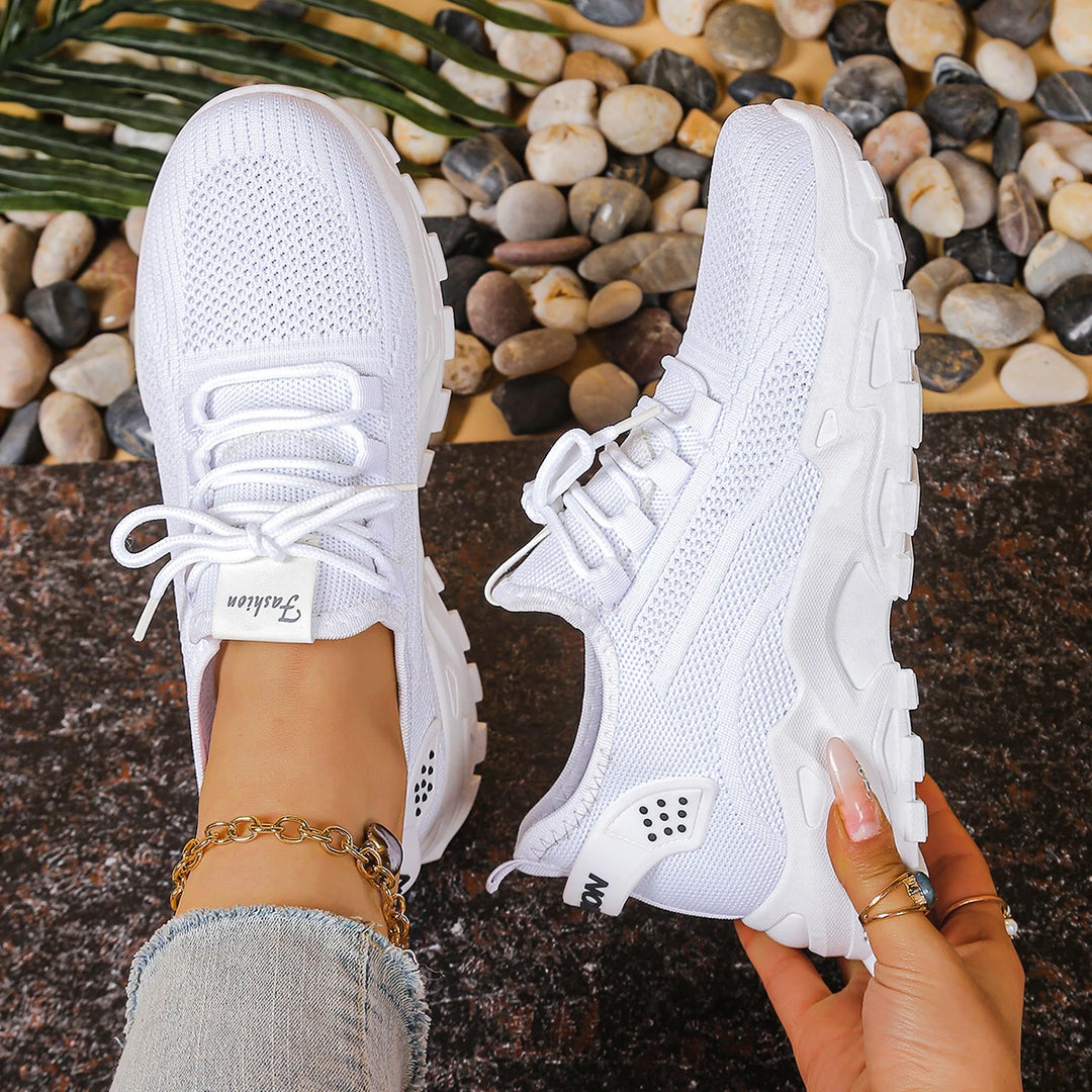 Women’s Lace-Up Shoes with Perforated Upper and Rounded Toe