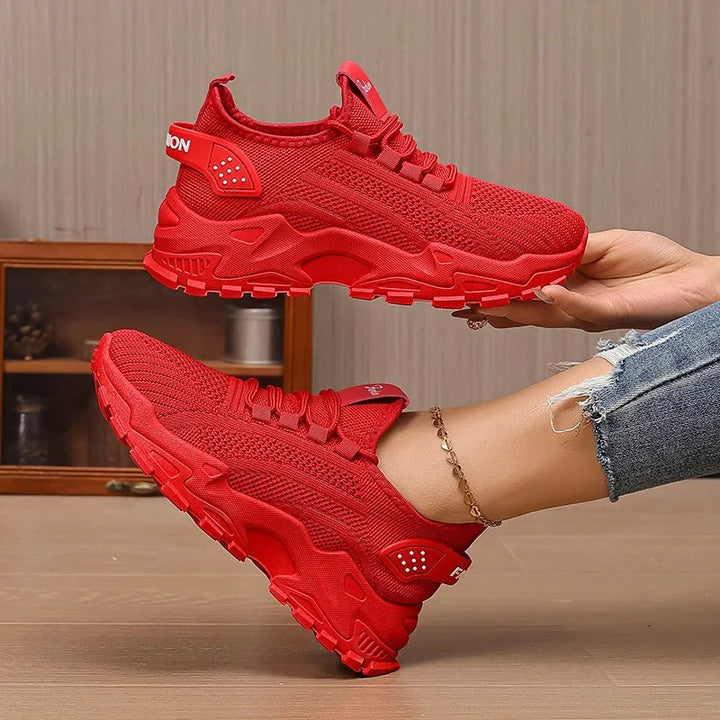 Women’s Lace-Up Shoes with Perforated Upper and Rounded Toe