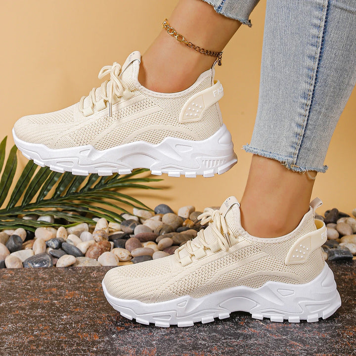 Women’s Lace-Up Shoes with Perforated Upper and Rounded Toe