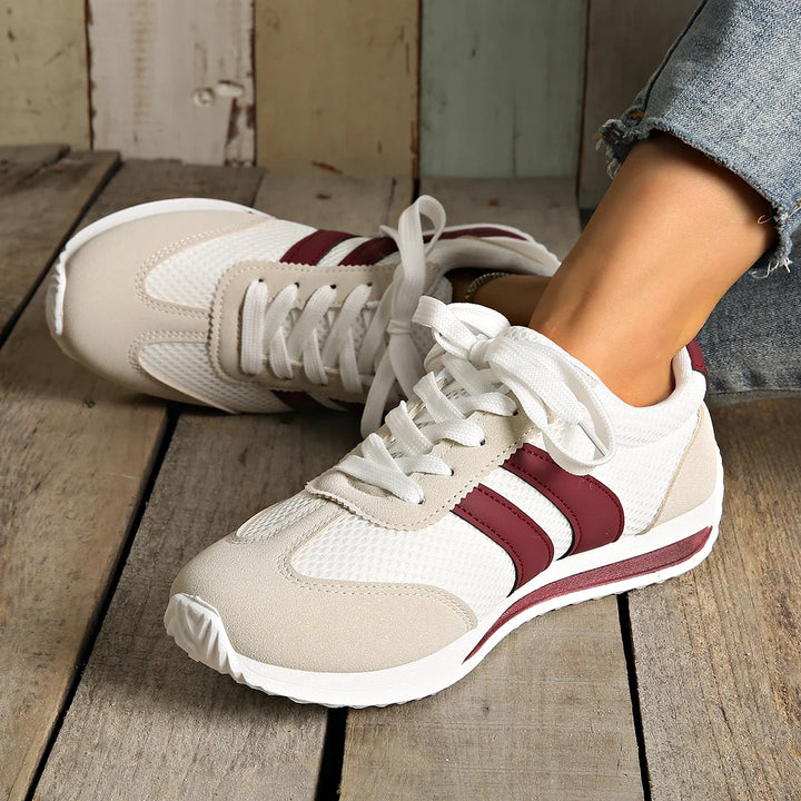 Women's Lace-Up Shoes with Side Stripes and Stitching on the Upper