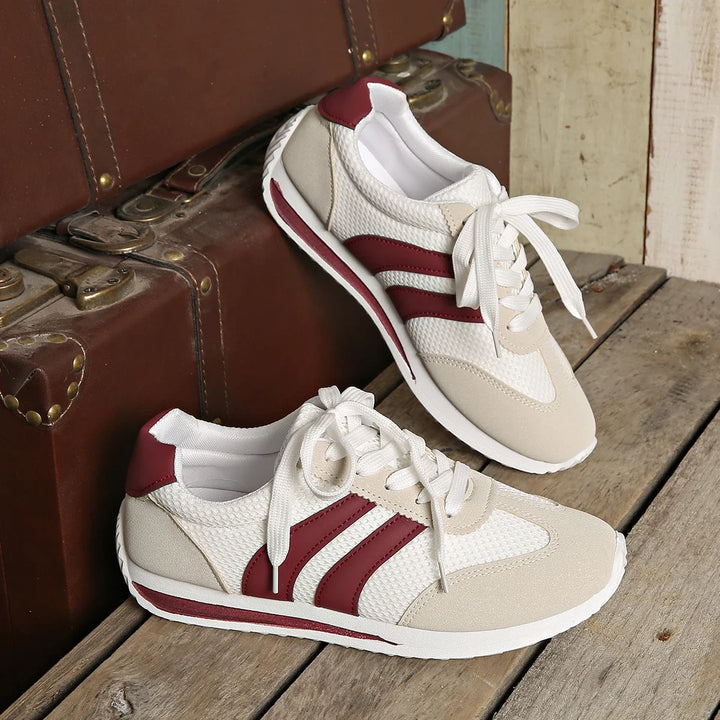 Women's Lace-Up Shoes with Side Stripes and Stitching on the Upper