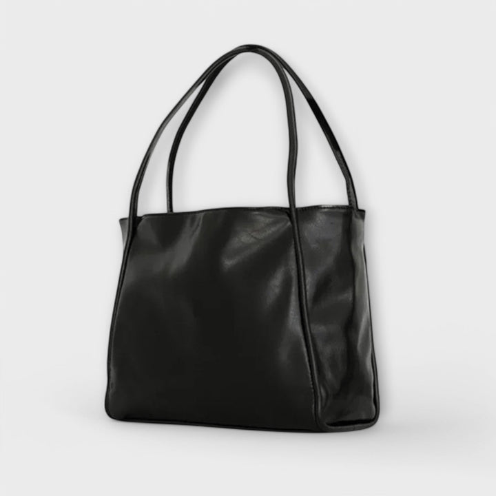 Women’s Large Shoulder Bag with Double Handle and Glossy Finish