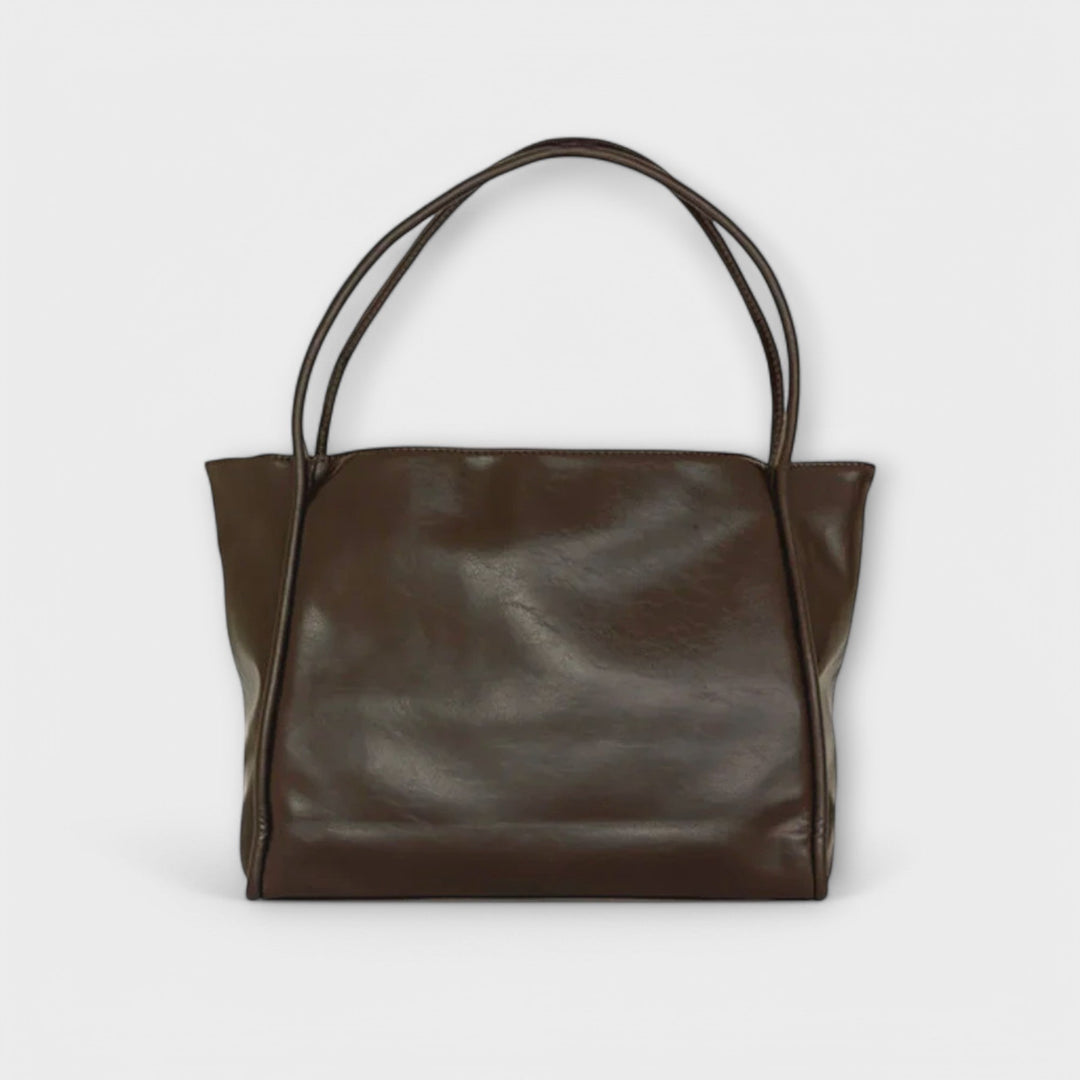 Women’s Large Shoulder Bag with Double Handle and Glossy Finish