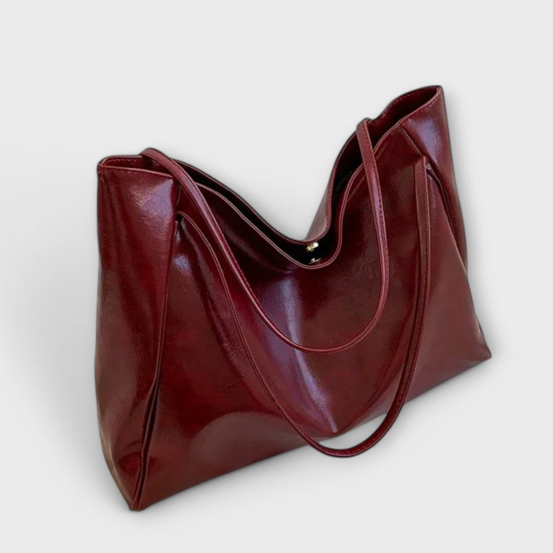 Women’s Large Shoulder Bag with Double Handle and Glossy Finish