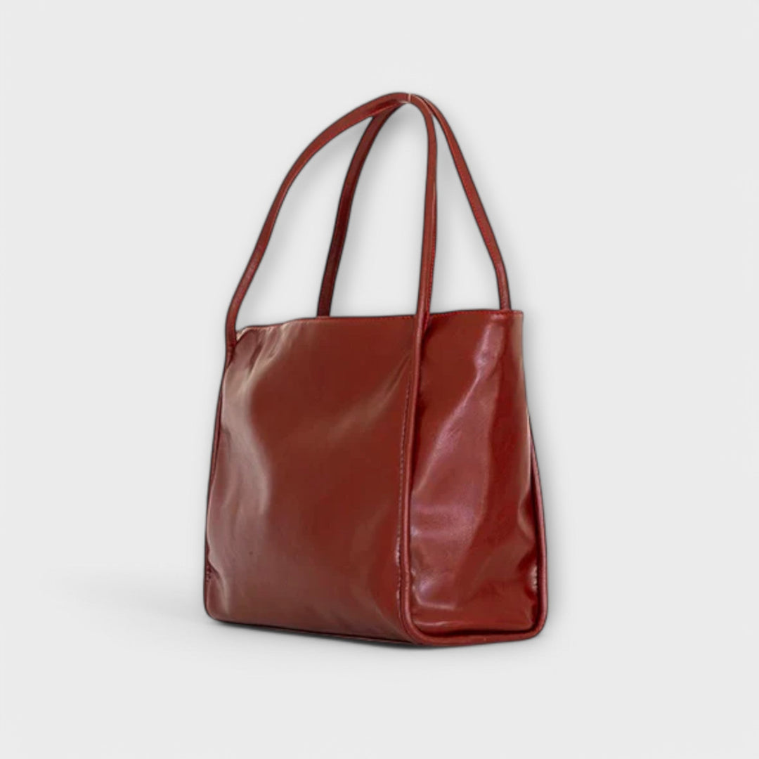 Women’s Large Shoulder Bag with Double Handle and Glossy Finish