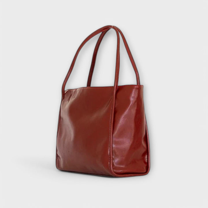 Women’s Large Shoulder Bag with Double Handle and Glossy Finish