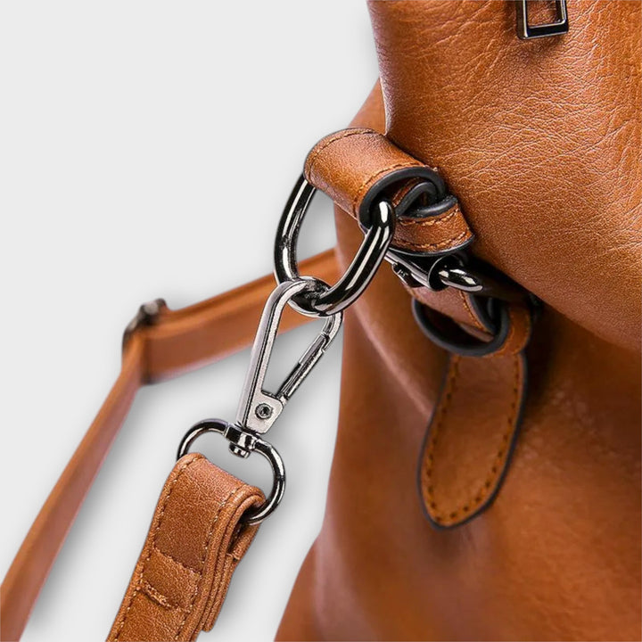 Women’s Large Shoulder Bag with Double Top Handle and Buckle Strap Detail