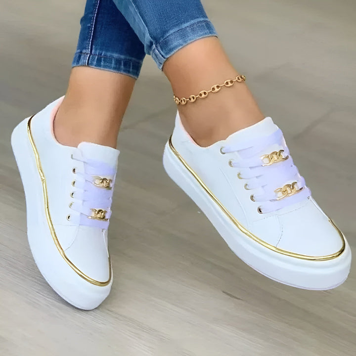 Women's Low Top Sneakers with Chain Links and Platform Soles