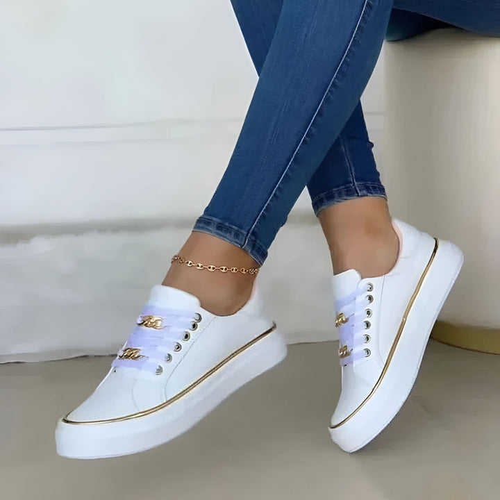 Women's Low Top Sneakers with Chain Links and Platform Soles