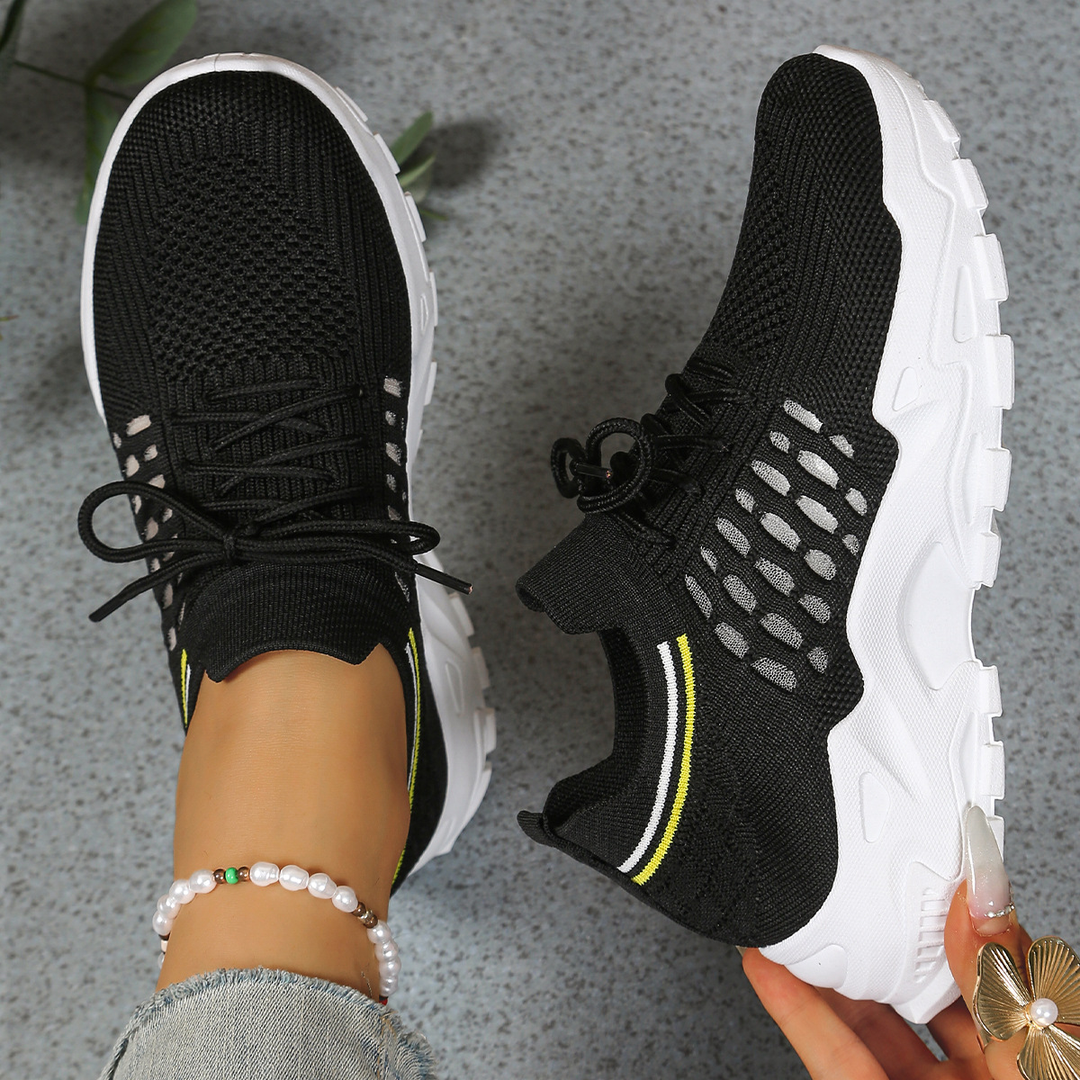 Women's Low Top Sneakers with Mesh Upper and Chunky Textured Soles