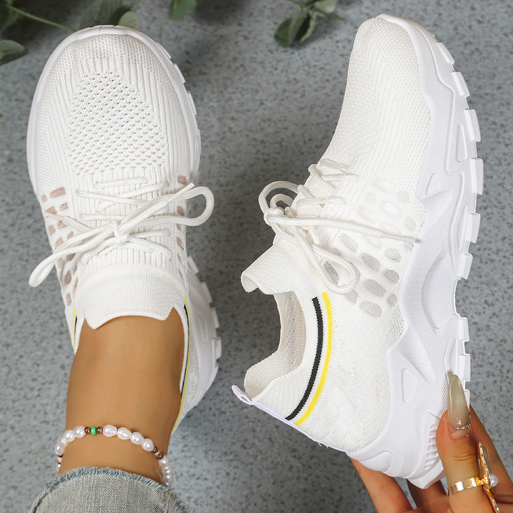 Women's Low Top Sneakers with Mesh Upper and Chunky Textured Soles