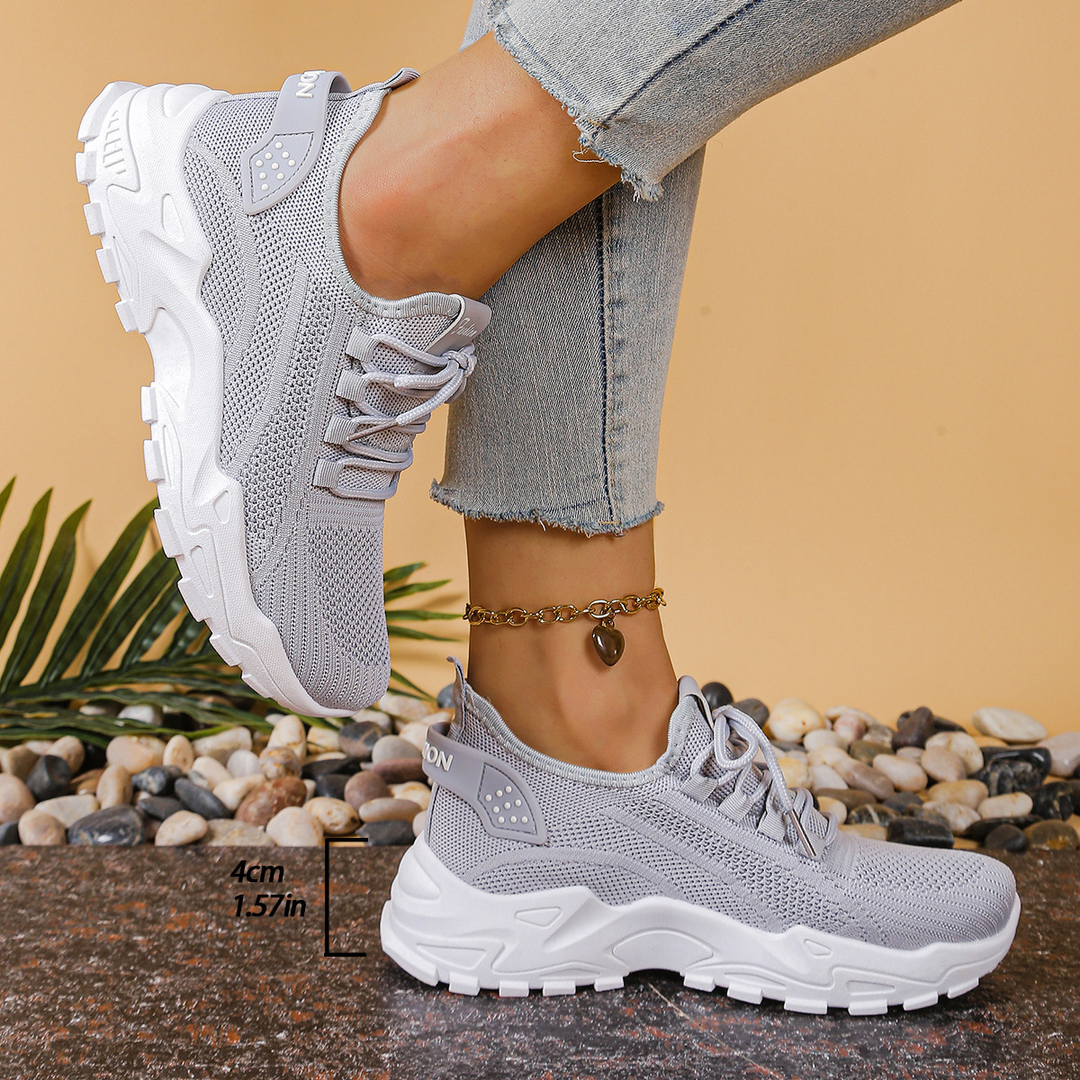 Women's Low Top Sneakers with Mesh Upper and Chunky Textured Soles