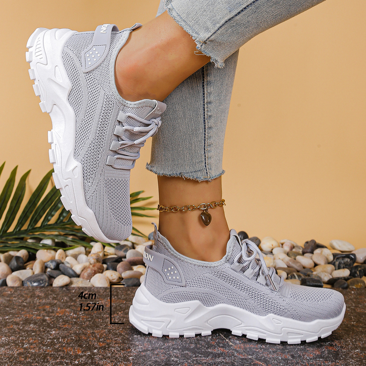 Women's Low Top Sneakers with Mesh Upper and Chunky Textured Soles