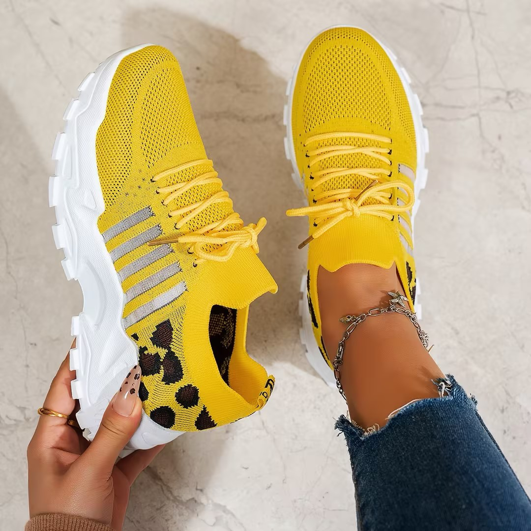 Women's Low Top Sneakers with Mesh Upper and Chunky Textured Soles