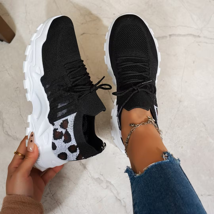 Women's Low Top Sneakers with Mesh Upper and Chunky Textured Soles