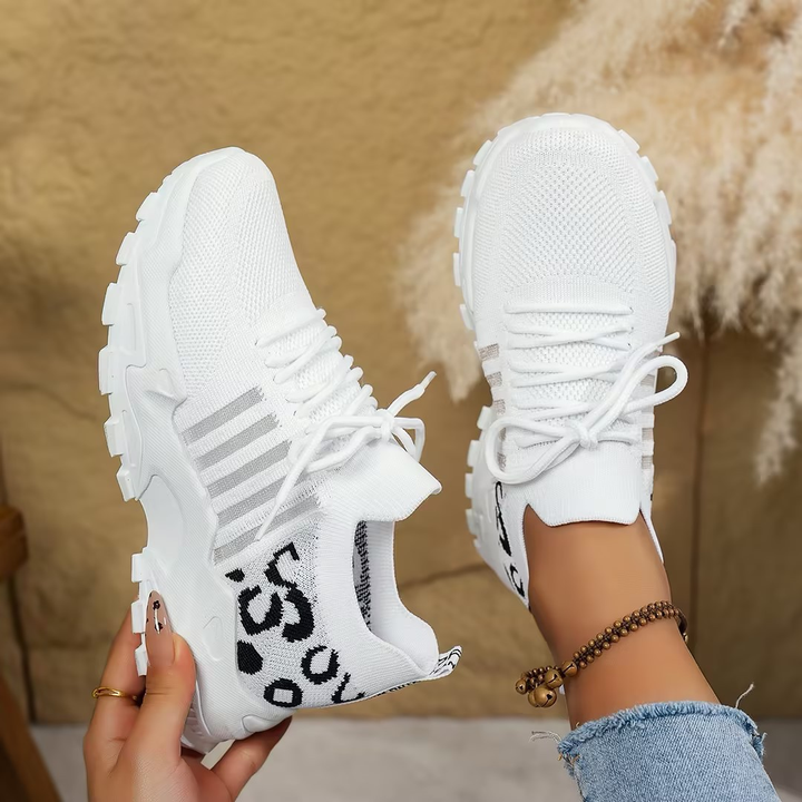 Women's Low Top Sneakers with Mesh Upper and Chunky Textured Soles