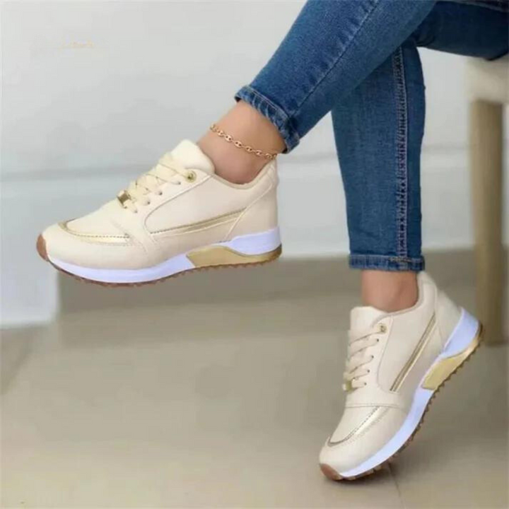 Women's Low-Top Sneakers with Metallic Accents and Lace-Up Front
